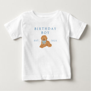 T-shirt Pour Bébé Garçon d'anniversaire bleu Chien Golden Doodle Ann