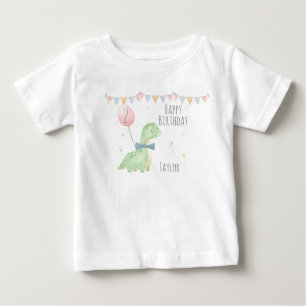 T-shirt Pour Bébé Garçon d'anniversaire dinosaure personnalisé aquar