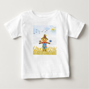 T-shirt Pour Bébé Garçon Épouvantail avec les oiseaux Chute