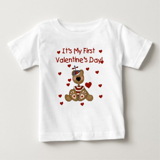 T-shirt Pour Bébé Garçon ours 1er Saint Valentin (Devant)