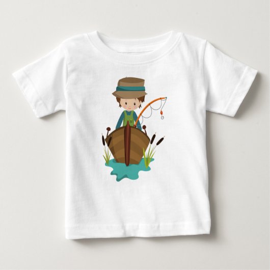 T-shirt Pour Bébé Garçon pêcheur, Pêcheur, Canne à pêche, Cheveux br (Devant)