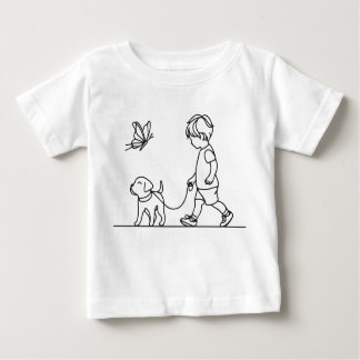 T-shirt Pour Bébé Garçon promenant son chien chiot