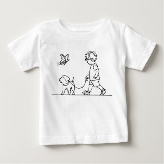T-shirt Pour Bébé Garçon promenant son chiot