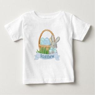 T-shirt Pour Bébé Garçons Aquarelle Bleu Pâques Panier