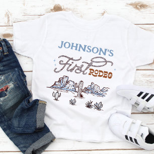 T-shirt Pour Bébé Garçons Bleu Western Desert Premier Rodéo 1er Anni