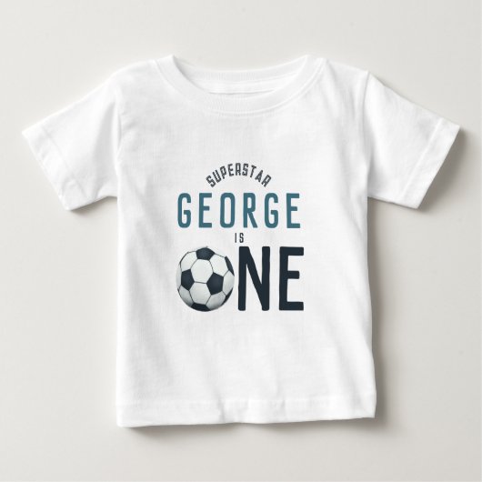 T-shirt Pour Bébé Garçons Cute Blue Soccer Premier Anniversaire (Devant)