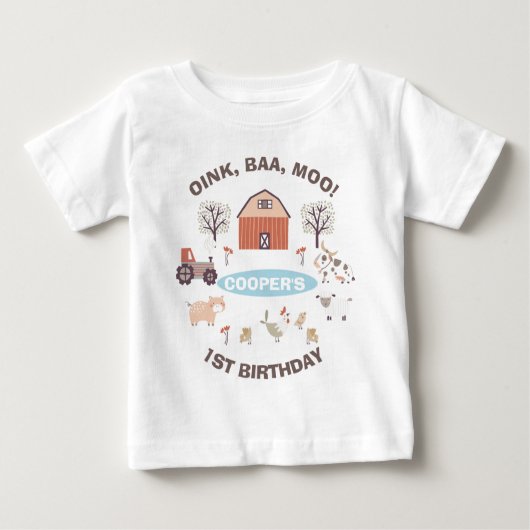 T-shirt Pour Bébé Garçons Ferme moderne Premier anniversaire (Devant)