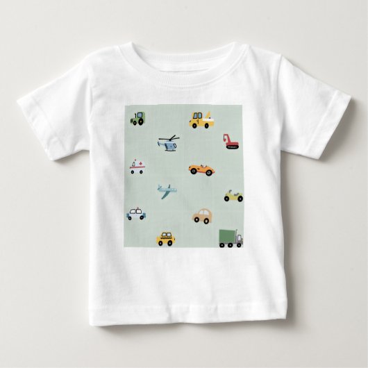T-shirt Pour Bébé Garçons Mignon Transport Voiture Motif Enfants (Devant)
