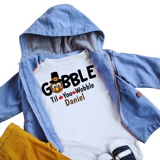 T-shirt Pour Bébé Garçons Thanksgiving mignon Turquie Nom du globe