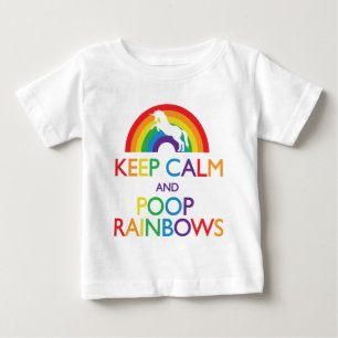 T-shirt Pour Bébé Gardez la licorne d'arcs-en-ciel de calme et de