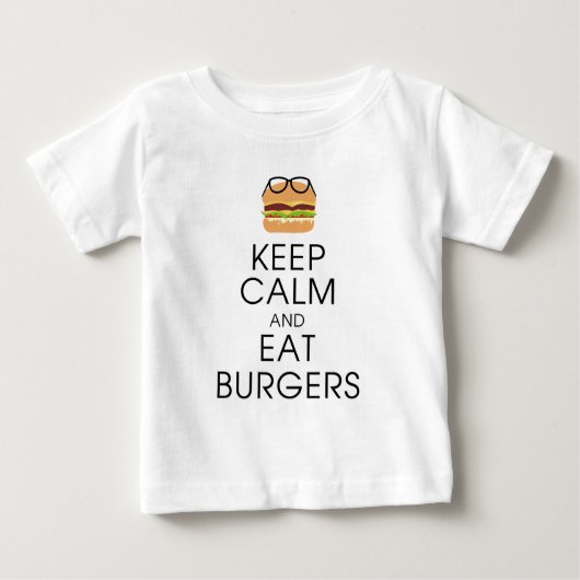 T-shirt Pour Bébé Gardez Le Calme Et Mangez Des Burgers (Devant)