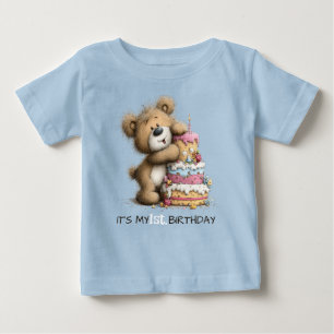 T-shirt Pour Bébé Gâteau d'anniversaire d'ours en peluche pour garço