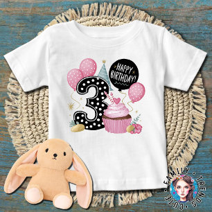 T-shirt Pour Bébé gâteau rose pour le 3e anniversaire