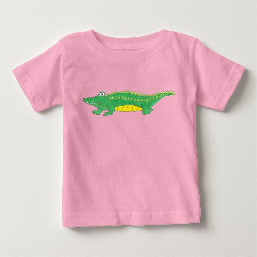 T-shirt Pour Bébé Gator Tee d'alligator vert et jaune (Devant)