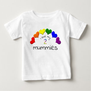 T-shirt Pour Bébé Gay pride Bébé J'aime mes 2 momies Coeurs arc-en-c