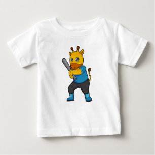 T-shirt Pour Bébé Girafe au baseball avec batte de baseball