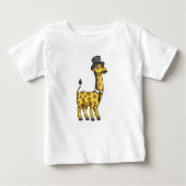 T-shirt Pour Bébé Girafe en gentleman avec chapeau, cravate et moust (Devant)