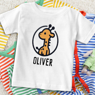 T-shirt Pour Bébé Girafe mignonne minimaliste simple dans un cercle