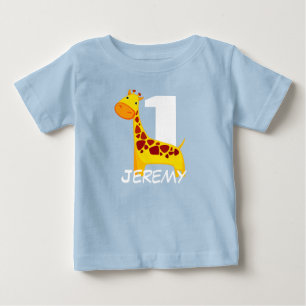 T-shirt Pour Bébé Girafe mignonne personnalisée d'anniversaire