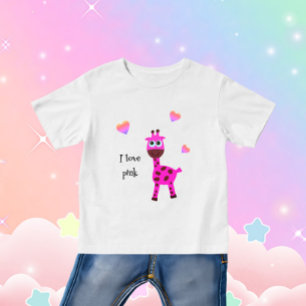 T-shirt Pour Bébé Girafe rose