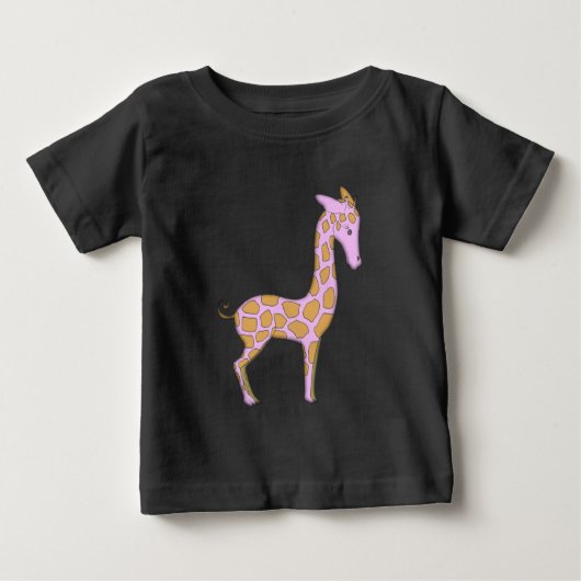 T-shirt Pour Bébé Girafe rose bébé sur le rameper (Devant)
