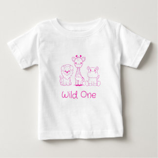 T-shirt Pour Bébé Girafe "Sauvageonne", Lion, Hippopotame Contour Ro