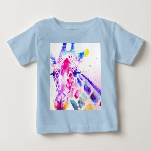 T-shirt Pour Bébé Giraffe Aquarelle Bébés Purple Cadeaux Lavande (Devant)