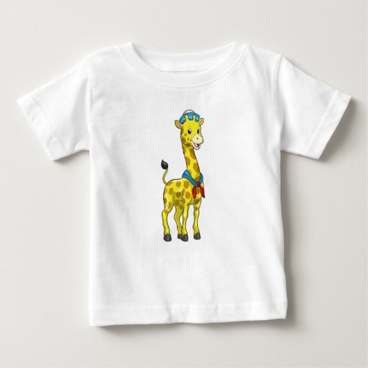 T-shirt Pour Bébé Giraffe as Sailor with Sailor hat (Devant)