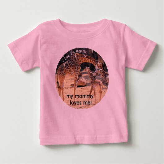 T-shirt Pour Bébé Giraffe & Bébé, j'aime ma maman, maman m'aime (Devant)