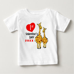 T-shirt Pour Bébé Giraffe Cute Premier Valentines Jour avec année