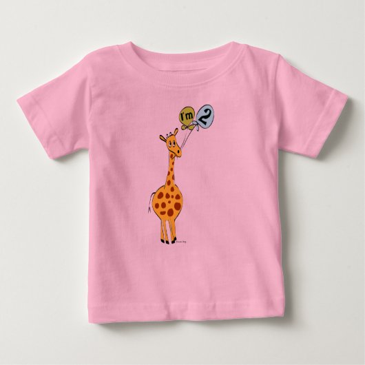T-shirt Pour Bébé Giraffe du 2e anniversaire avec ballons (Devant)