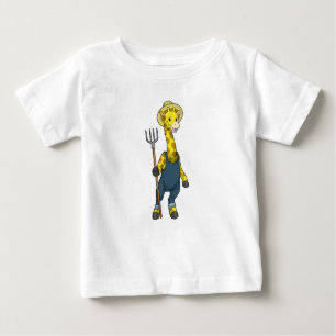 T-shirt Pour Bébé Giraffe en fermier avec Pitchfork