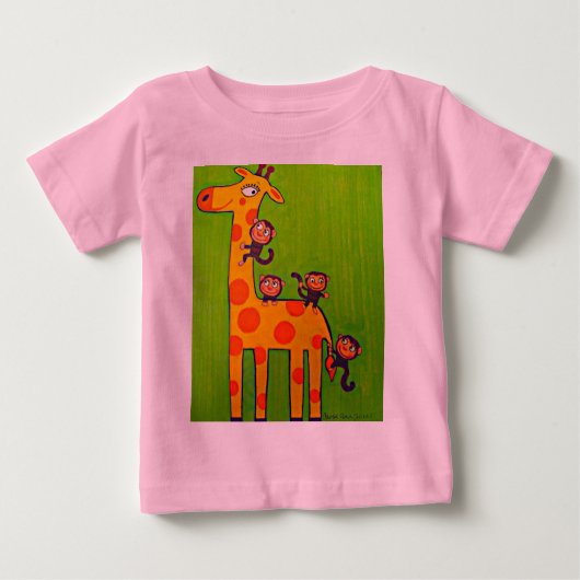 T-shirt Pour Bébé Giraffe et Singe (Devant)