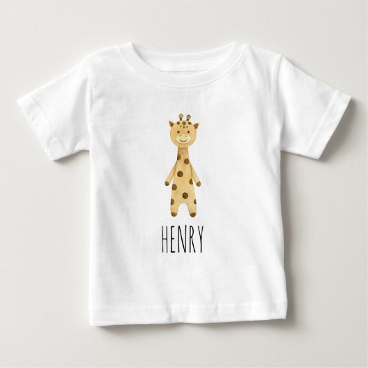 T-shirt Pour Bébé Giraffe monogramme, mignonne moderne (Devant)