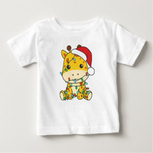 T-shirt Pour Bébé Giraffe Noël Animaux d'hiver Giraffes