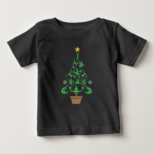 T-shirt Pour Bébé Girls Gymnastique Arbre de Noël (Devant)