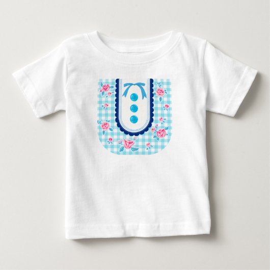 T-shirt Pour Bébé Girly gingham check pattern with cute ribbon (Devant)