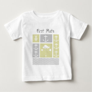 T-shirt Pour Bébé Girouette de poisson d'ancre jaune et gris nautica
