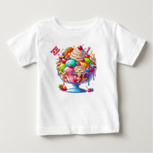 T-shirt Pour Bébé Glace Colorée Sundae – Illustration de Dessert Mig