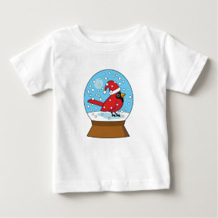 T-shirt Pour Bébé Globe des neiges avec cardinal rouge mignon