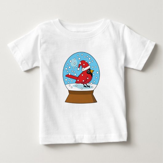 T-shirt Pour Bébé Globe des neiges avec cardinal rouge mignon (Devant)