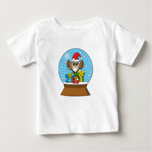 T-shirt Pour Bébé Globe des neiges avec Chouette du Père Noël