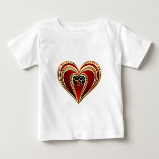 T-shirt Pour Bébé Gold et Red Heart (Devant)