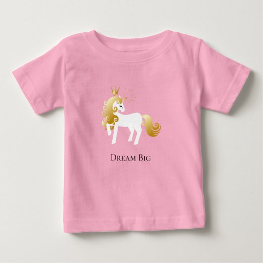 T-shirt Pour Bébé Gold White Unicorn Dream (Devant)