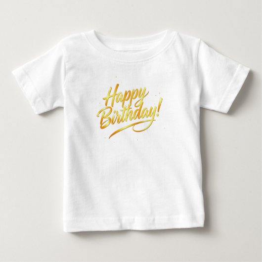 T-shirt Pour Bébé Golden Happy Birthday Typographie (Devant)