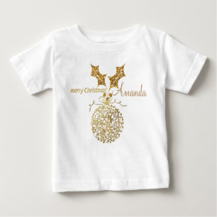 T-shirt Pour Bébé Golden Joyeux Noël Orament Ball & Holly