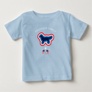 T-shirt Pour Bébé Golden Retriever Rouge Blanc et Bleu Chien 4 Juill