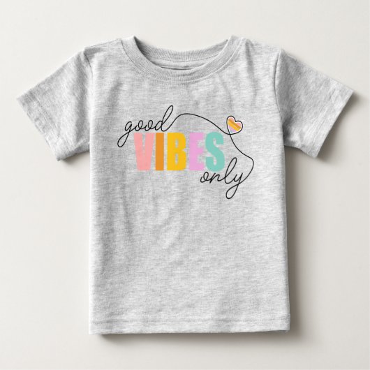 T-shirt Pour Bébé Good Vibes seulement Rainbow Heart (Devant)
