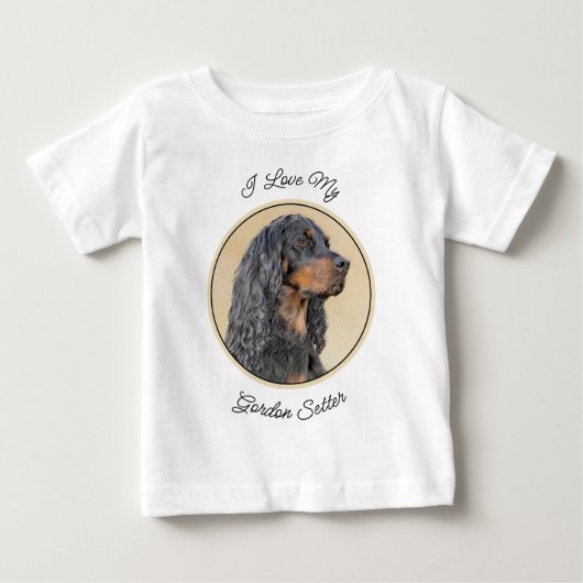 T-shirt Pour Bébé Gordon Setter Peinture - Joli art original chien (Devant)