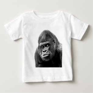 T-shirt Pour Bébé Gorille noire blanche